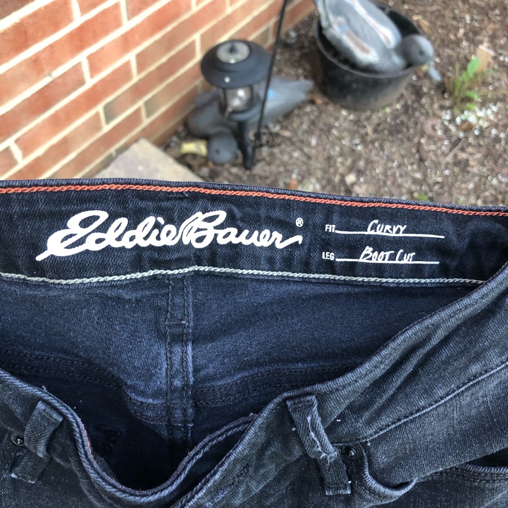 Eddie Bauer faded black high waist boot cut jeans